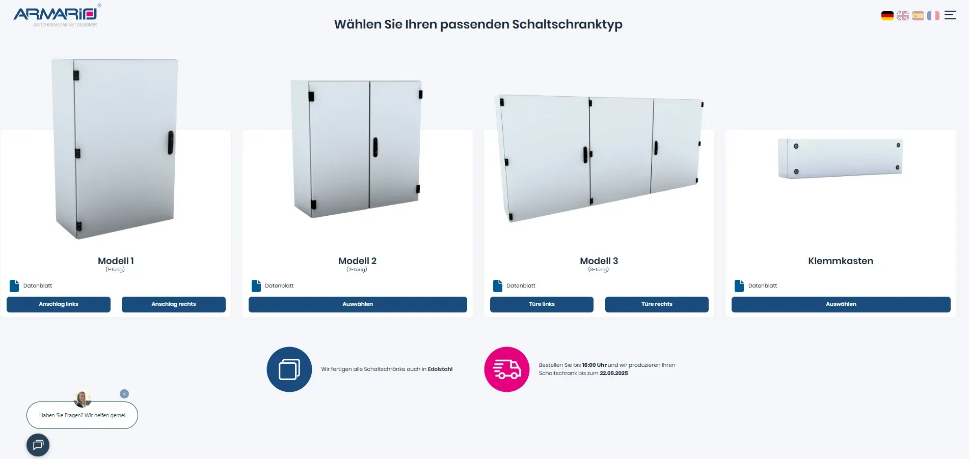 Armario Konfigurator in Browser geöffnet